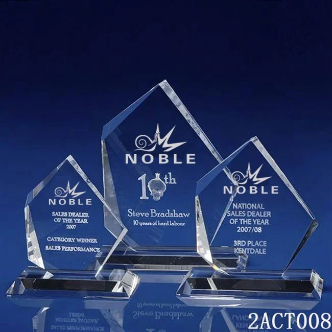 Noble high quality free engraving custom Blank Crystal trophy plaque awards