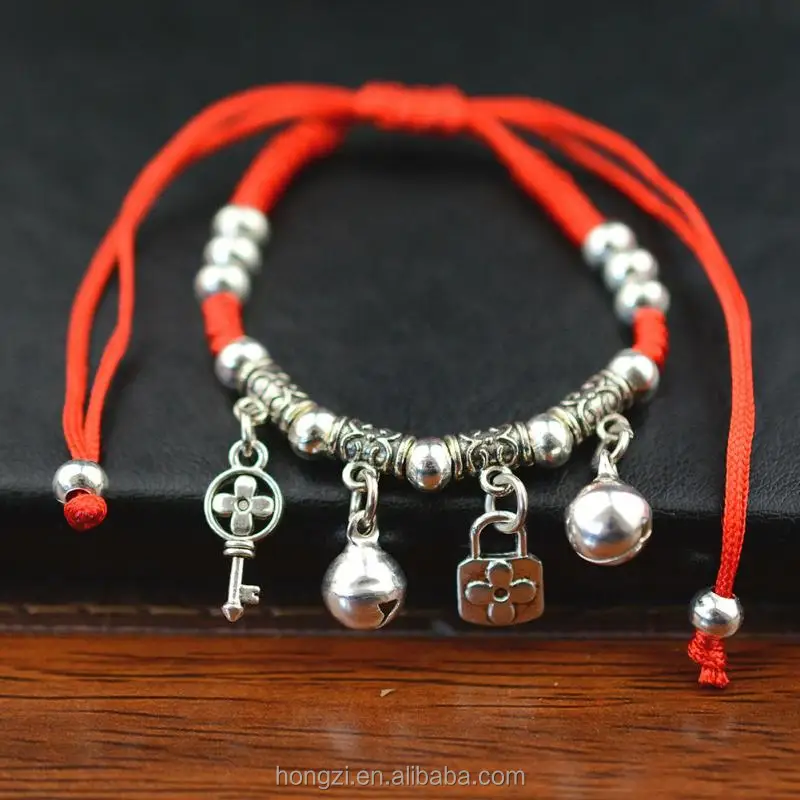 Fashion Jewelry Thin Red Thread String Rope Charm Bracelets Angel Wing Elephant Bangles for Women