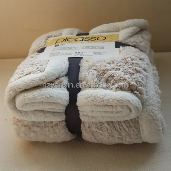 High quality Luxury 100% polyester brush PV plush throw blanket sherpa blanket sheep wool blanket