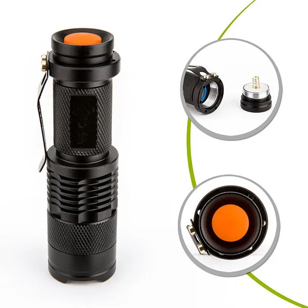 Tactical Lamp 3w 300lm Adjustable Focus Zoomable Torch Light 3 Modes Handheld Mini Q5 LED Flashlight