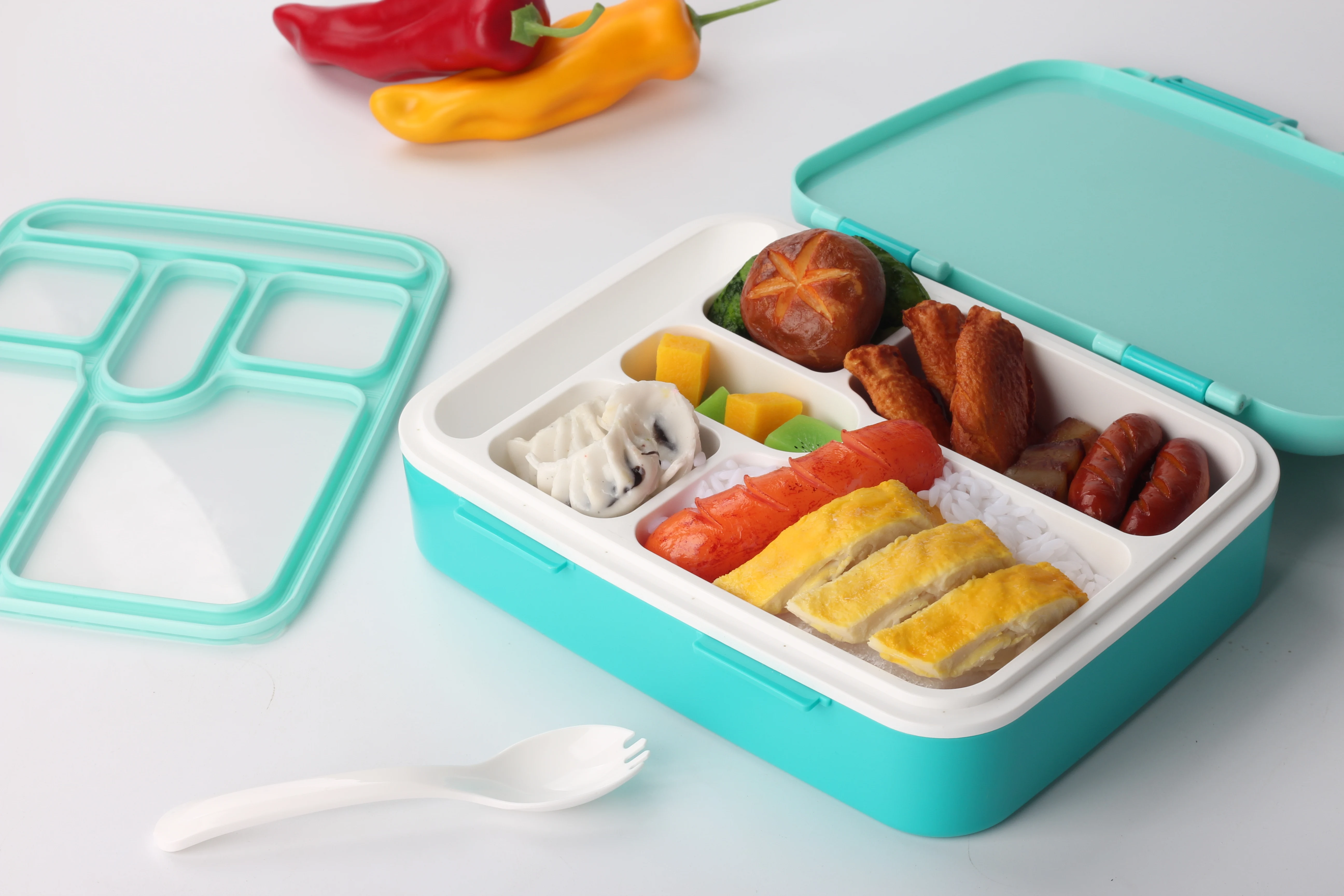 Tiffin Carrier Thermal Lunch Storage Box Storage Boxes & Bins Plastic Rectangle 6 Compartments Modern Multifunction Promise