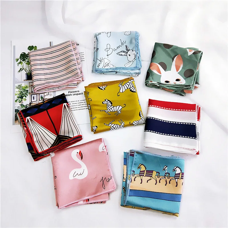 Square Scarf For Business Party Women Elegant Small Vintage Skinny Retro Head Neck  silk  Satin Scarf Neckercheifs