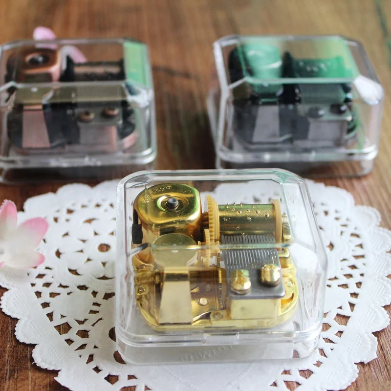 Rectangle Transparent Acrylic Wind up Music Box