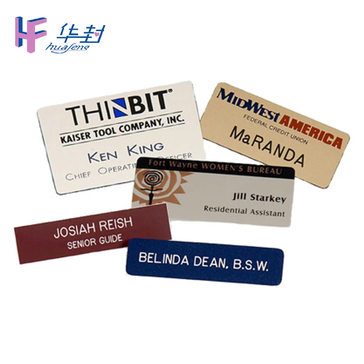 Custom design square metal name badge holder with clip