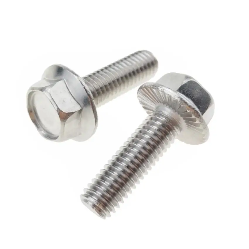 Hex Flange Head Screws with Serration M8 Stainless Steel Fastener