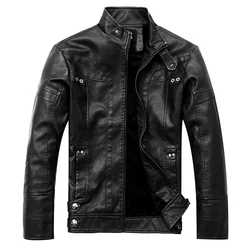 Retro Motorcycle Leather Jacket Mens Leather Jacket Men Sample Faux Leather Bomber Jacket