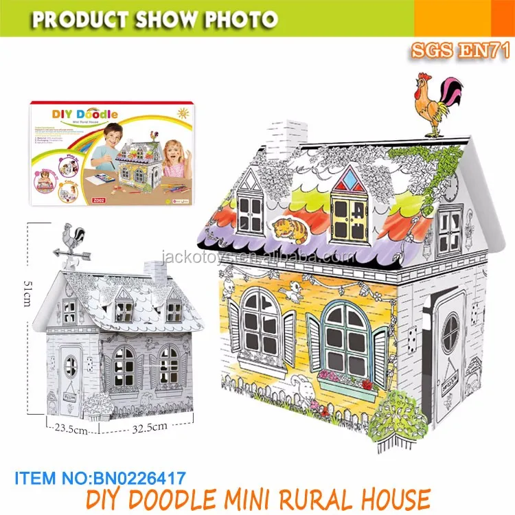 
Cardboard Playhouse Coloring House DIY Painting Toy Kid Drawing Toys For Boys Girls 