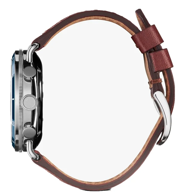 Chronograph automatic men wristwatch with Italy genuine leather straps watch for man