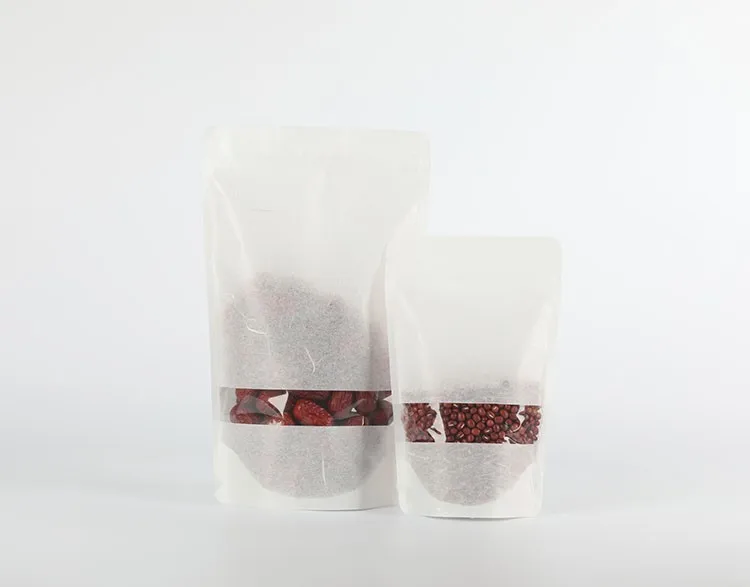 Eco-friendly oker brand white rice paper bags stand up rice paper pouches for dry food, snacks