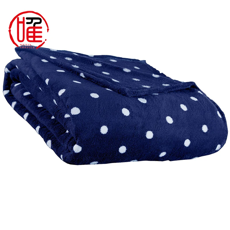 Multicolor Dot Printed Breathable Soft Lightweight Throw Warm Wholesale Coral Fleece Blanket For Adult and Kids