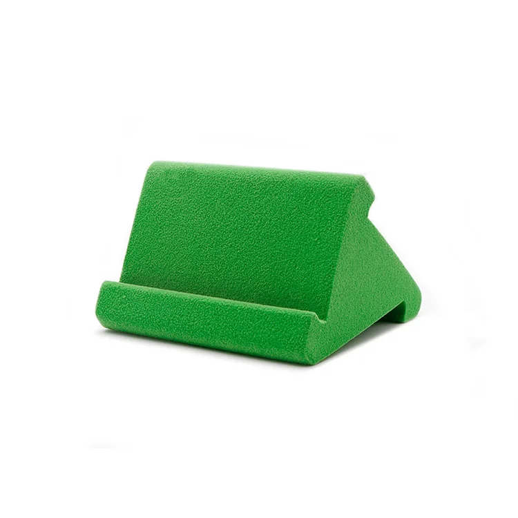 Triangle Flocked mobile phone Pillow Holder Stand Green Stylish sponge Wedge Pillow Angled Cushion for PC Tablet mobile phone