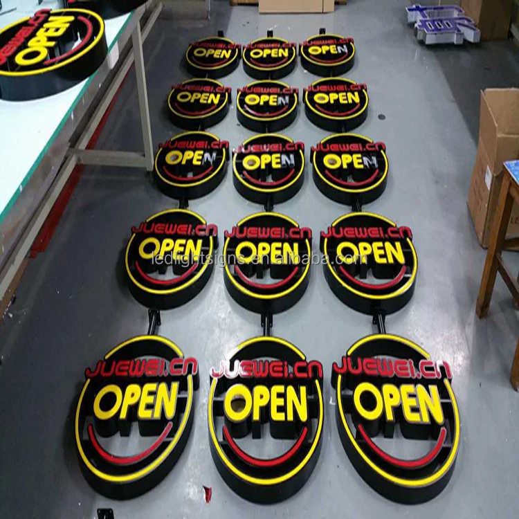 Customized design stainless steel galvanized steel protruded acrylic led sign board neon sign outdoor led open sign