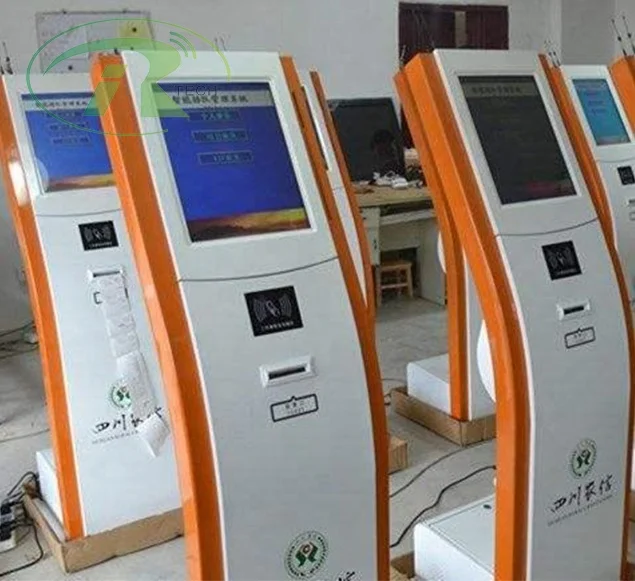 China manufacturer IRTECH touch screen queue management system ticket dispenser kiosk with LED display