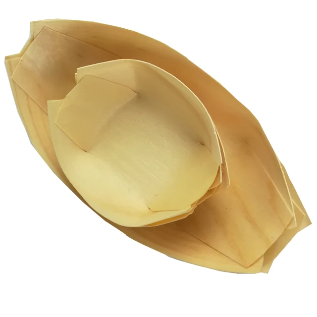 Горячая Распродажа биоразлагаемая деревянная тарелка для суши лодки