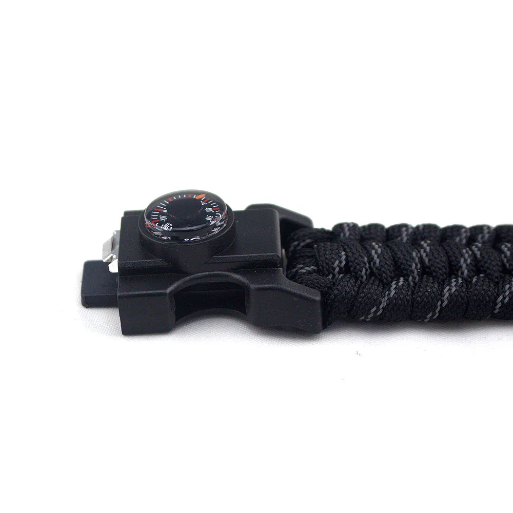 Multifunctional 20 in 1 SOS Detachable Compass Survival Bracelet, Factory Professional Portable Weaving LED Paracord Bracelet
