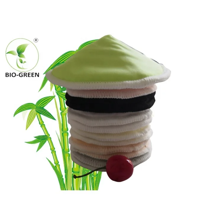 12pcs/mesh bag stock contoured shape Stylish soft leak proof reusable  bamboo breast pad and nursing breast pad reusable