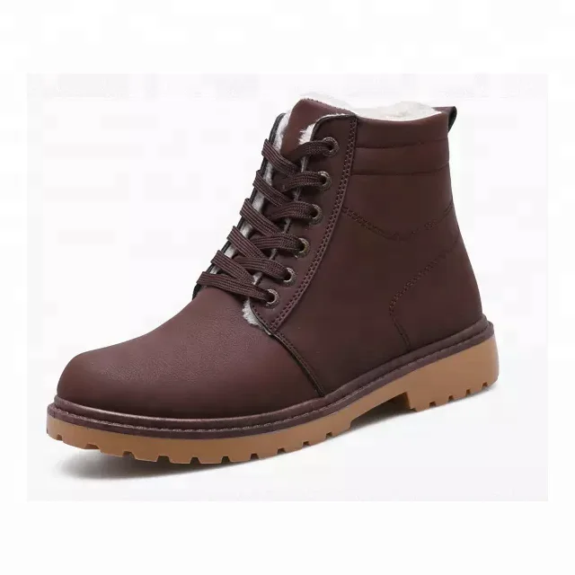 Мужские зимние кожаные ботильоны с хлопковой подкладкой