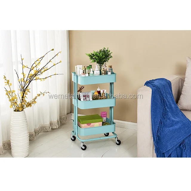 Современные мульти-цвета 3 яруса кружевных Кухонная Тележка, колеса, овощной стеллаж для хранения мелких Кухонная Тележка