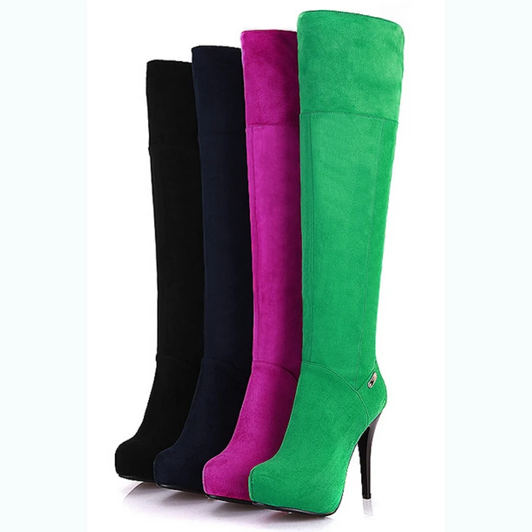 2018 Women Boots Rose Pink Ladies Italian Sexy Stiletto Heels Over Knee Factory Price Big Size Fashion Boots