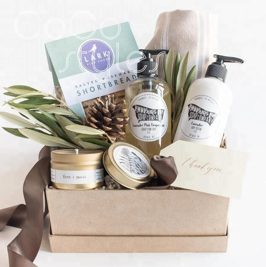 Cocostyles personalized vintage kraft paper welcome gift boxes with fabric for forest wedding party