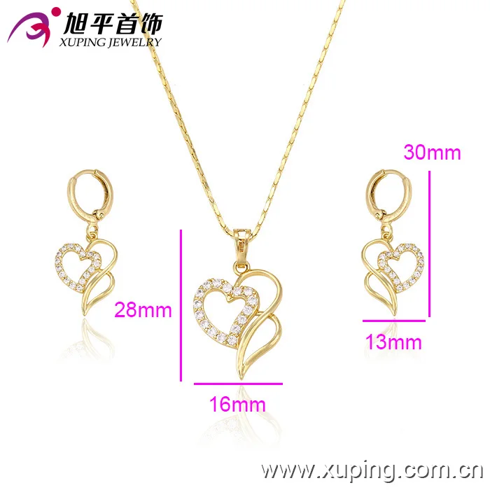 Bridal jewellery dubai jewellery, heart shape jewelry sets artificial jewellery, 14k plated custom jewelry set