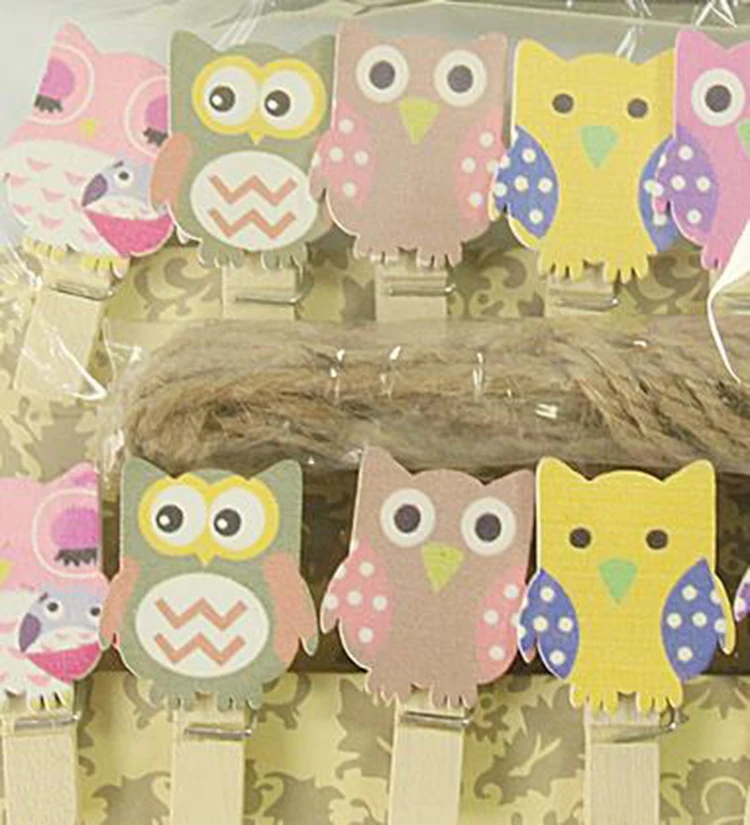 
High Quality Colorful Wooden Rope Owl Shape Note Cute Photo Clip 
