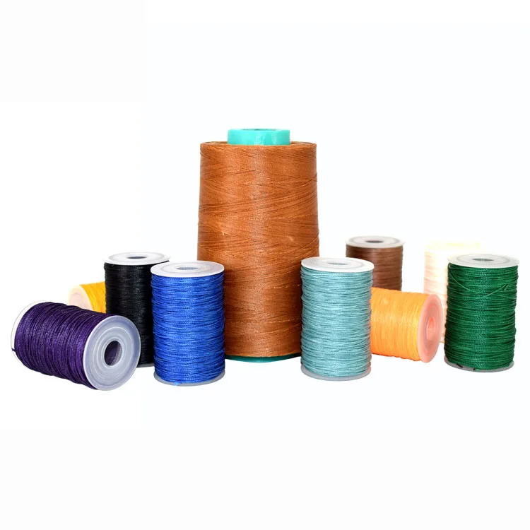 China manufacturer 0.45mm 0.55mm 0.65mm 100% polyester bondi sewing thread for hand knitting leather bags