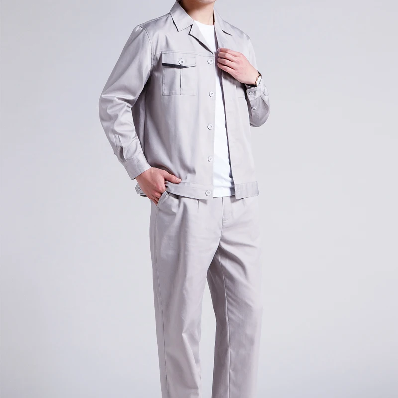 Gray Workwear Uniform For Industrial Men Work Wear Polyester Antistatic Workwear For Worker Work Suit