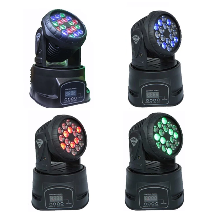Club Light 18x3w RGB Mixing Color Mini DMX Stage Light LED DJ Wash Moving Head Light for Club KTV Pub Bar