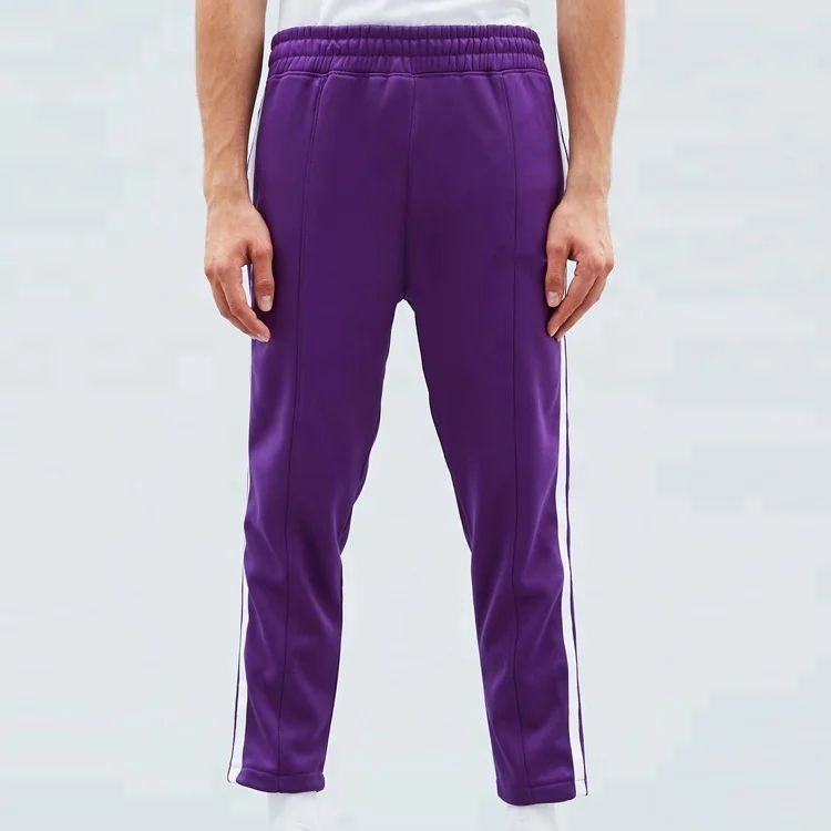 Purple Wholesale Custom Side Stripe Pants Tracksuit Bottoms Mens Track Pants With Pockets