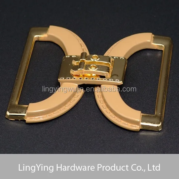 2015 factory metal pink interlocking belt buckles for women