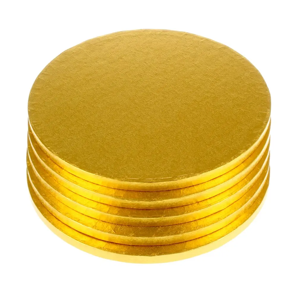 
Custom Design wholesale disposable cake boards Corrugated paper round golden Cake Drum 