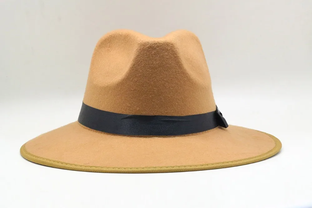 Vintage Women Men Wool Felt Trilby Fedora Hats Gentleman Wide Brim Elegant For Lady Winter Jazz Caps