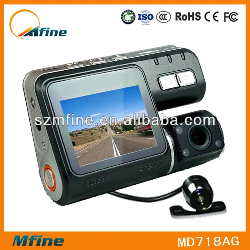Настоящее HD 720P Автомобильный видеорегистратор две камеры, с двумя объективами, H.264, G-сенсор