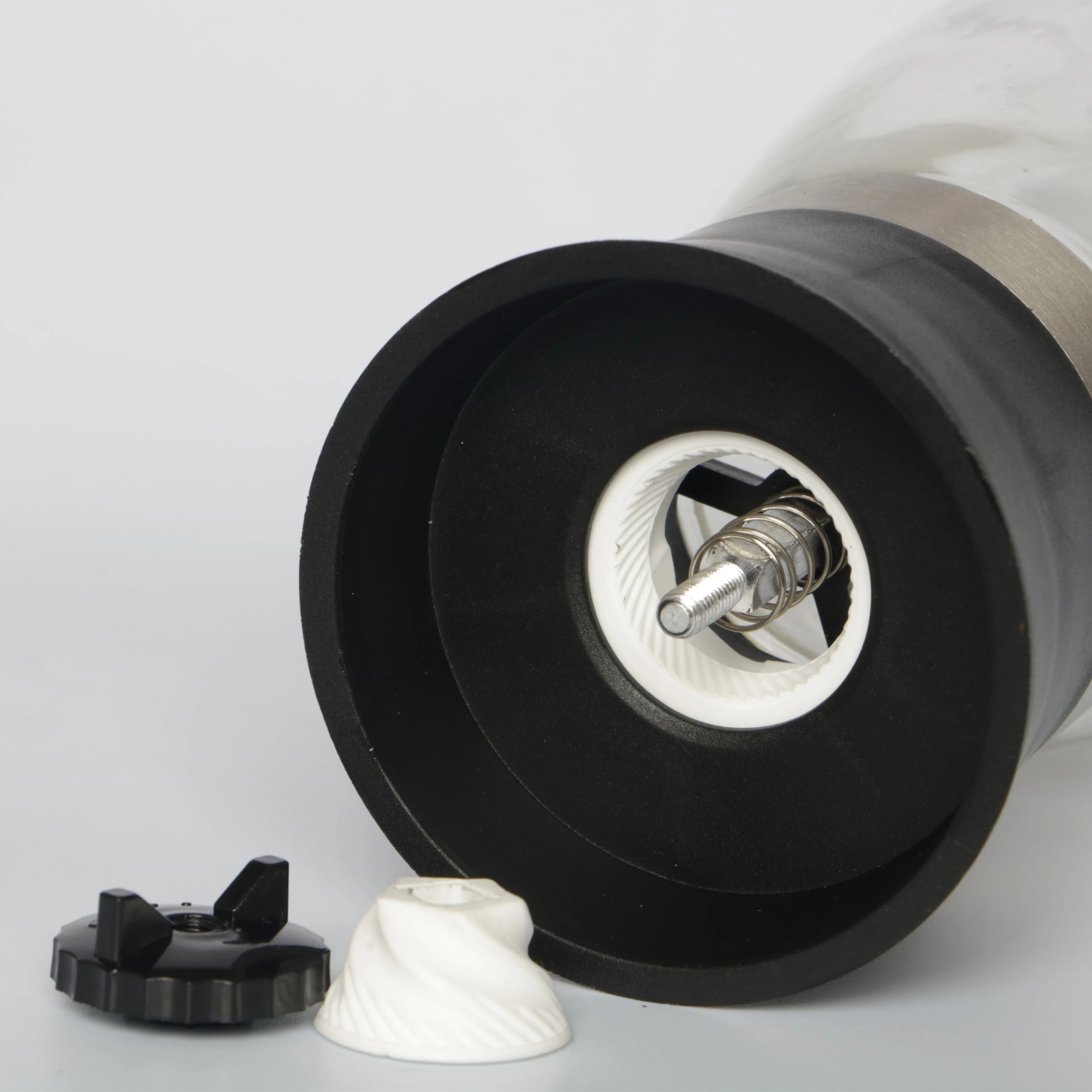 Factory Direct Sale Plastic Glass Manual Salt and Pepper Grinder Set