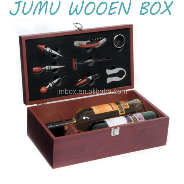 rose wood hot sale double bottle wine box with accessories