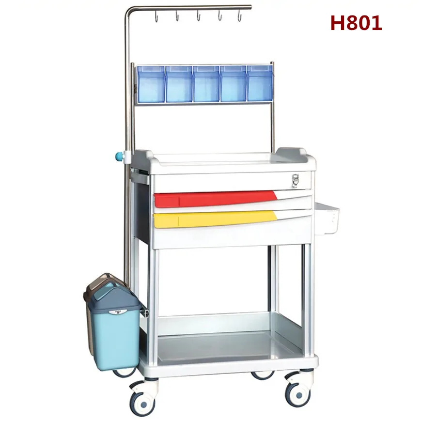 Hospital Mobile Emergency Resuscitation Trolley Price With CPR Board