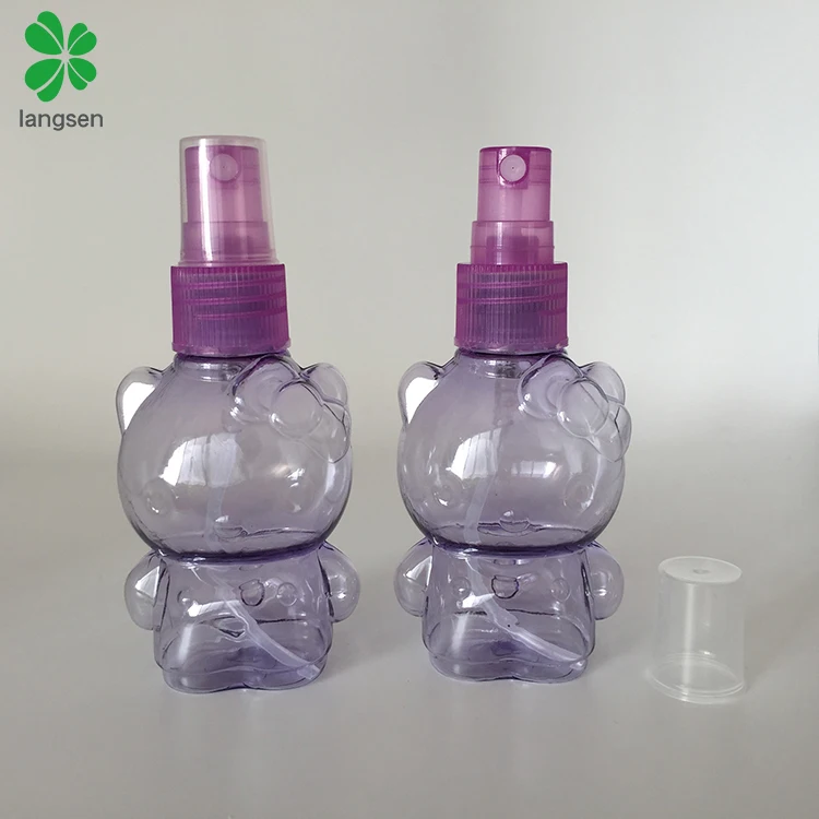 Hot sell plastic 50ml cartoon animal bear shape mist spray bottle, cartoon perfume oil travel bottle refillable bpa free