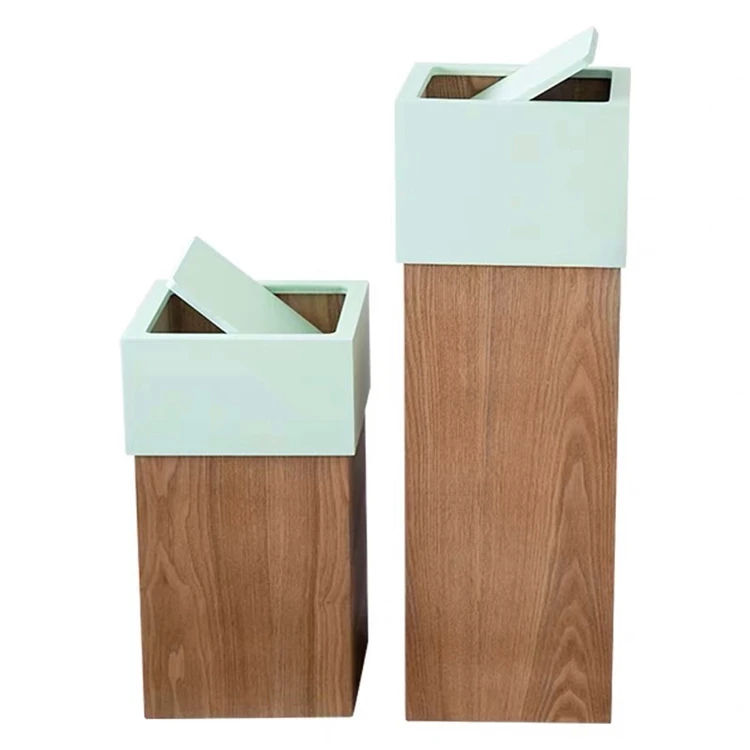 Custom Bamboo Waste Dust Bin Waste Garbage Trash Factory BSCI