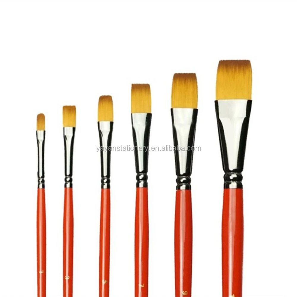 Professional Flat Head Acrylic Painting Brushes Watercolor Artist Brushes for Sale