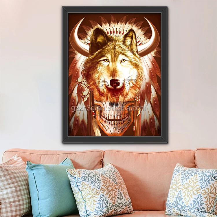 Wolf  PET Lenticular 3d flip picture Customize 3d lenticular pictures