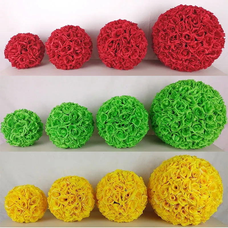10/15/20/25/30cm diameter size artificial flower fabric rose flower ball for wedding decoration