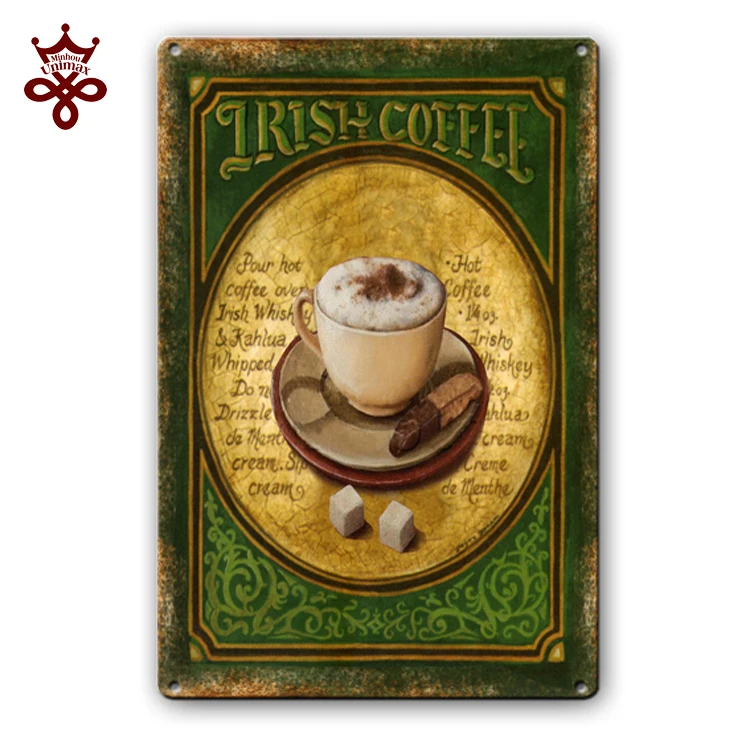 Metal coffee sign Custom Antique Wall Decoration Tin Sign Metal Painting Tin Sign