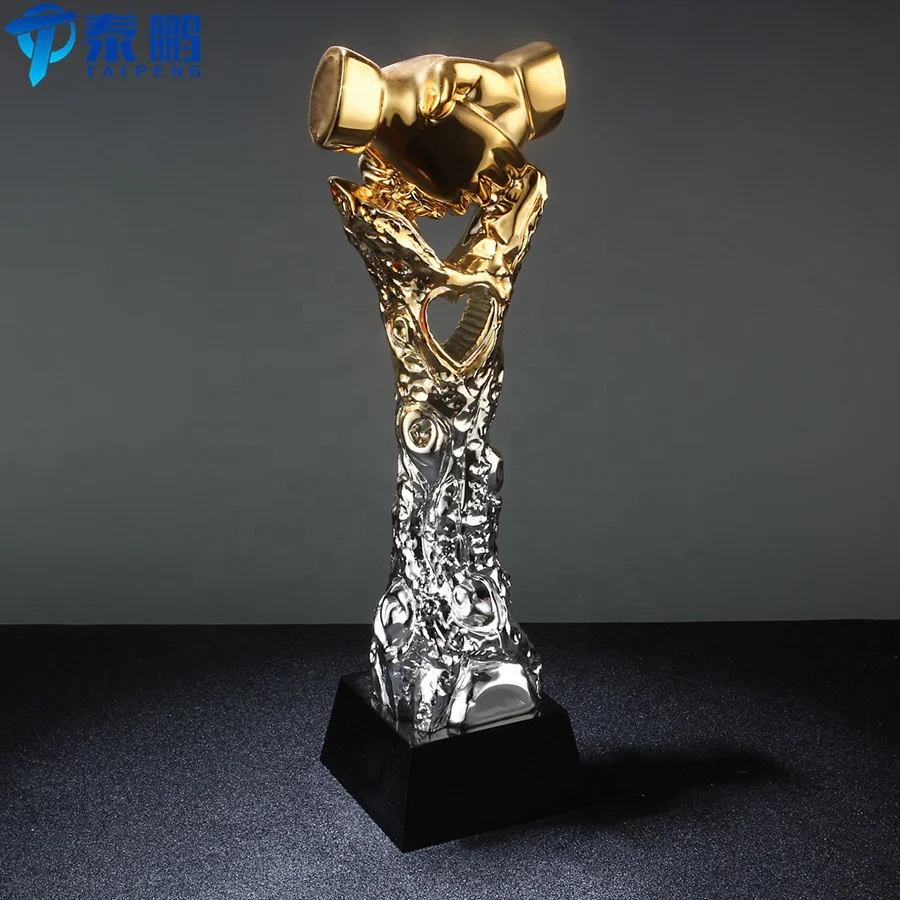 
Wholesale crystal shaking hand metal trophy 