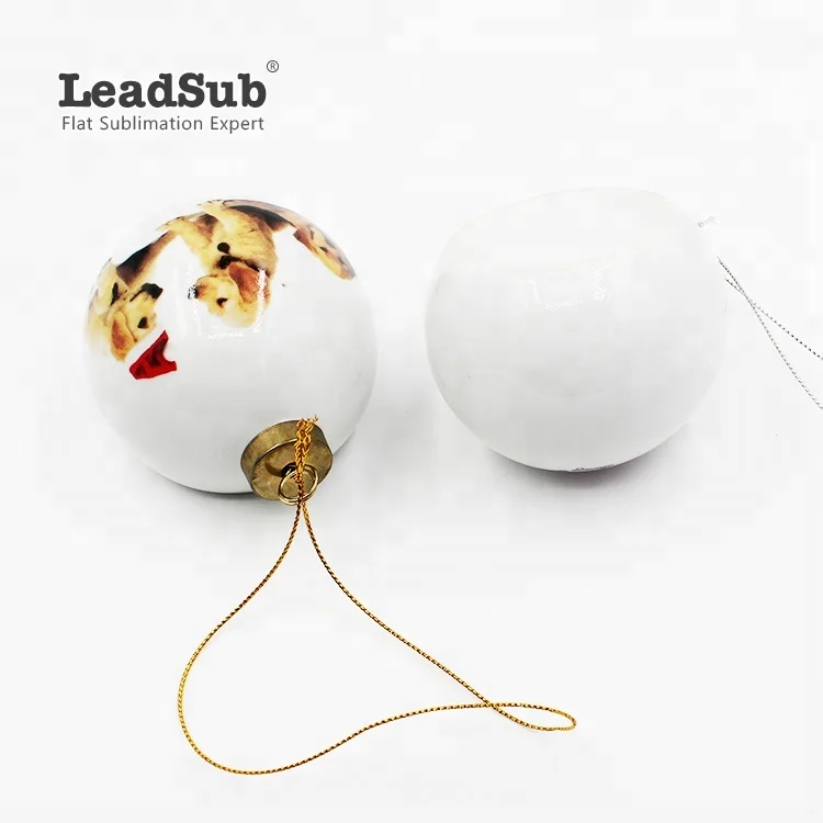 Hanging Christmas Bauble Ball White Blank Sublimation Ceramic Ornament With Printing