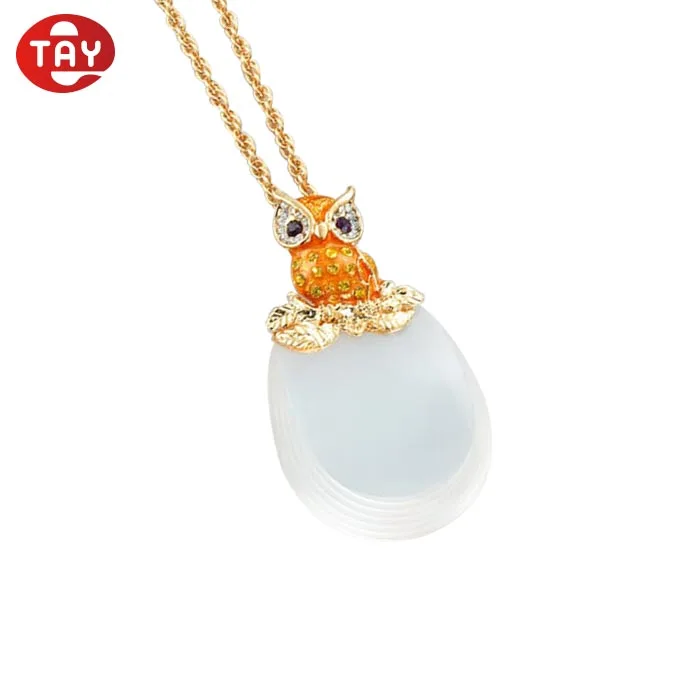 High quality metal chain elegant charmed owl magnifier necklace pendant