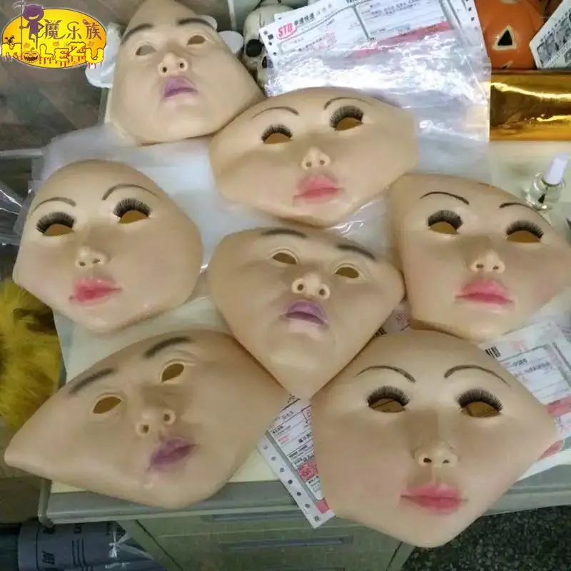
Molezu Masquerade Fancy Dress Cosplay Realistic Human Face Mask Popular Female Latex Face Cosplay Party Mask OEM Manufacturer 