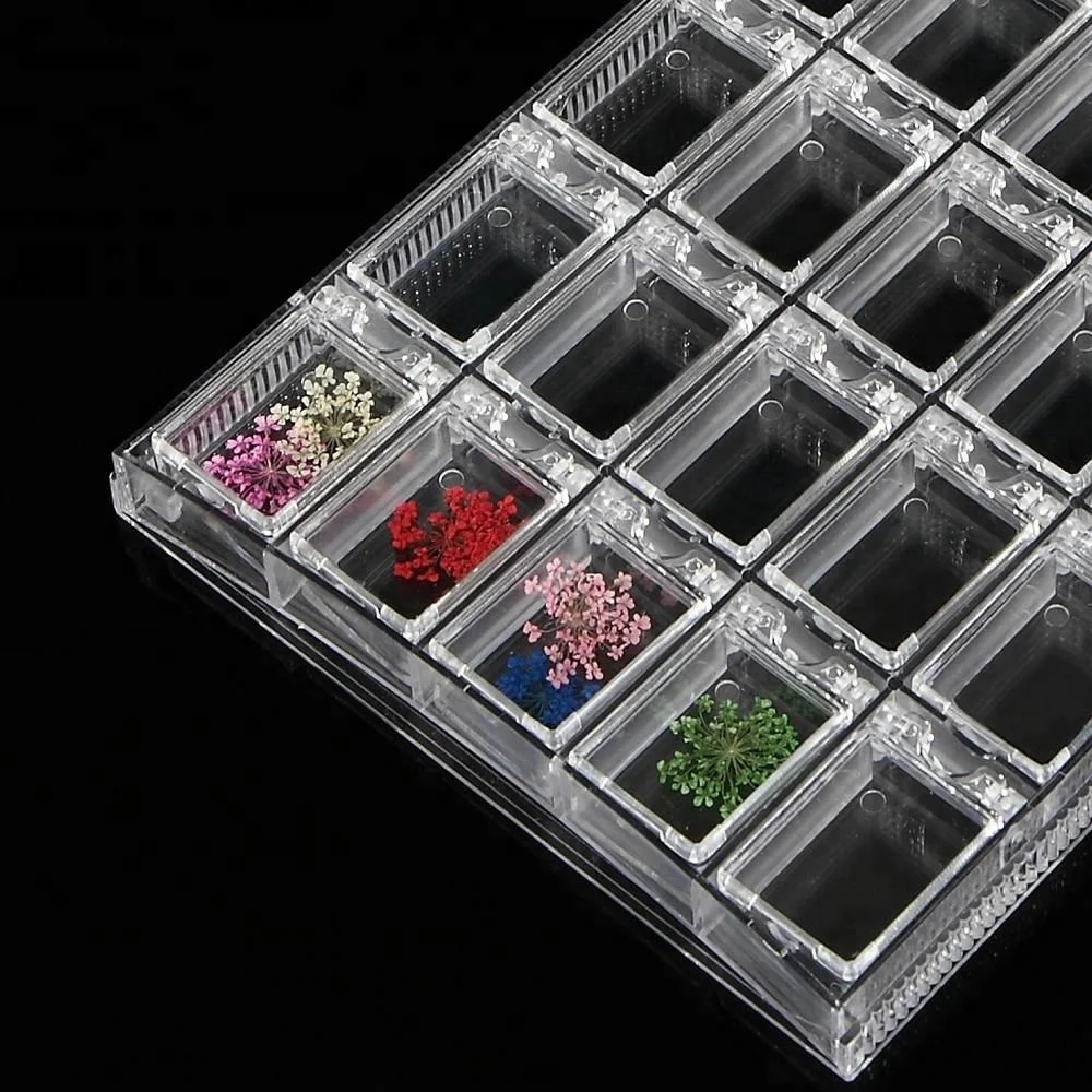 20 Grids Acrylic Empty Nail Charm Storage Box Strass Beads Jewelry Decoration Container Nail Accessories