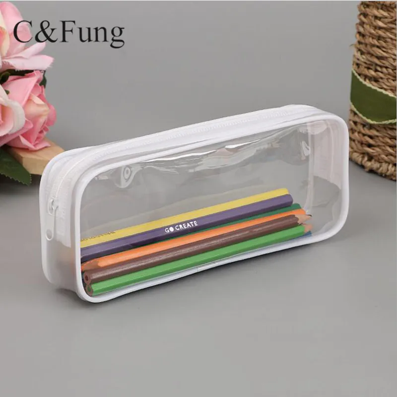 Fashion School Kids Stationery PVC Pencil Case with Zipper Pencil Box