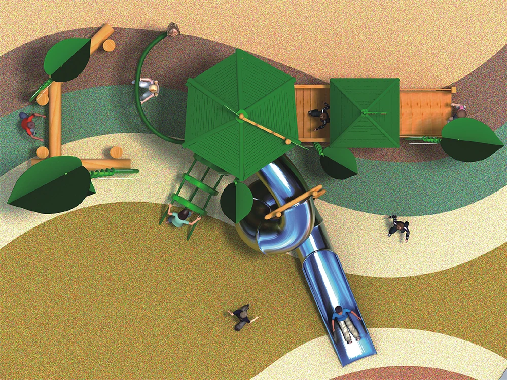 Kaiqi High Quality Factory Price Wooden Kids Play Metal Tube Themed Customized House Outdoor Playground - with slide&climbing